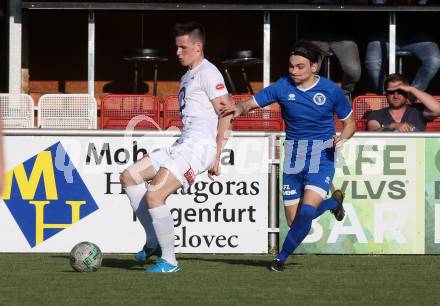 Fussball Kaerntner Liga. SAK gegen Annabichler SV. Alessandro Oraze (SAK), Aleksandar Medic (ASV). Welzenegg, am 20.4.2018.
Foto: Kuess
---
pressefotos, pressefotografie, kuess, qs, qspictures, sport, bild, bilder, bilddatenbank