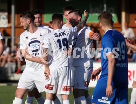 Fussball Kaerntner Liga. SAK gegen Annabichler SV. Torjubel Darjan Aleksic, Patrick Lausegger, Jurinic Andrej (SAK). Welzenegg, am 20.4.2018.
Foto: Kuess
---
pressefotos, pressefotografie, kuess, qs, qspictures, sport, bild, bilder, bilddatenbank