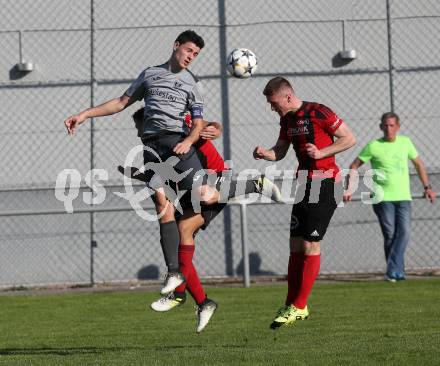 Fussball. Kaerntner Liga. St. Jakob Ros. gegen ATUS Ferlach. Adis Osmanagic (St. Jakob),  Lukas Jaklitsch (Ferlach). St. Jakob, 21.4.2018.
Foto: Kuess
---
pressefotos, pressefotografie, kuess, qs, qspictures, sport, bild, bilder, bilddatenbank