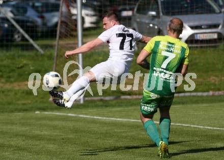 Fussball. Kaerntner Liga. Maria Saal gegen FC Lendorf. Zoran Jorgic (Maria Saal), Martin Morgenstern (Lendorf). Maria Saal, 21.4.2018.
Foto: Kuess
---
pressefotos, pressefotografie, kuess, qs, qspictures, sport, bild, bilder, bilddatenbank