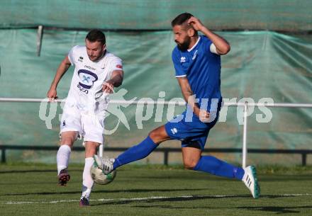 Fussball Kaerntner Liga. SAK gegen Annabichler SV. Enis Durkovic,  (SAK),  Oliver Pusztai (ASV). Welzenegg, am 20.4.2018.
Foto: Kuess
---
pressefotos, pressefotografie, kuess, qs, qspictures, sport, bild, bilder, bilddatenbank