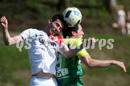 Fussball. Kaerntner Liga. Maria Saal gegen FC Lendorf. Sebastian Kaiser (Maria Saal), Christian Kautz (Lendorf). Maria Saal, 21.4.2018.
Foto: Kuess
---
pressefotos, pressefotografie, kuess, qs, qspictures, sport, bild, bilder, bilddatenbank