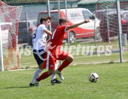Fussball. Kaerntner Liga. KAC 1909 gegen Treibach. Michael Eisterlehner (KAC), David Armin Hude (Treibach). Klagenfurt, 28.4.2018.
Foto: Kuess
---
pressefotos, pressefotografie, kuess, qs, qspictures, sport, bild, bilder, bilddatenbank