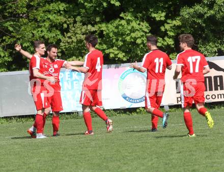 Fussball. Kaerntner Liga. KAC 1909 gegen Treibach.  Torjubel Helmut Koenig (KAC). Klagenfurt, 28.4.2018.
Foto: Kuess
---
pressefotos, pressefotografie, kuess, qs, qspictures, sport, bild, bilder, bilddatenbank