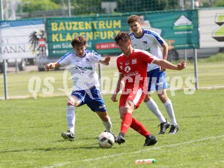 Fussball. Kaerntner Liga. KAC 1909 gegen Treibach. Philipp Matthias Gaggl (KAC),  David Armin Hude, Philipp Hoeberl (Treibach). Klagenfurt, 28.4.2018.
Foto: Kuess
---
pressefotos, pressefotografie, kuess, qs, qspictures, sport, bild, bilder, bilddatenbank