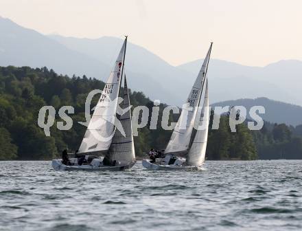 Seegeln. Europameisterschaft. Union Yachtclub Woerthersee.  Emanuel Mueller (SUI, Startnummer 12),  Walter Passegger (AUT, Startnummer 19). Dellach, 2.5.2018.
Foto: Kuess
---
pressefotos, pressefotografie, kuess, qs, qspictures, sport, bild, bilder, bilddatenbank