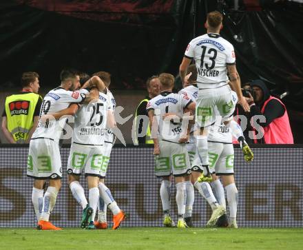 Fussball. Uniqa OEFB Cup Finale. SK Puntigamer Sturm Graz gegen FC Red Bull Salzburg. Torjubel Marvin Potzmann, Stefan Hierlaender, Deni Alar, Philipp HUspek, Peter Zulj (Graz). Woerthersee Stadion Klagenfurt, 9.5.2018.
Foto: Kuess
---
pressefotos, pressefotografie, kuess, qs, qspictures, sport, bild, bilder, bilddatenbank