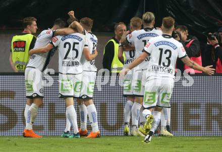 Fussball. Uniqa OEFB Cup Finale. SK Puntigamer Sturm Graz gegen FC Red Bull Salzburg. Torjubel Marvin Potzmann, Stefan Hierlaender, Deni Alar, Philipp HUspek, Peter Zulj, Jakob Jantscher (Graz). Woerthersee Stadion Klagenfurt, 9.5.2018.
Foto: Kuess
---
pressefotos, pressefotografie, kuess, qs, qspictures, sport, bild, bilder, bilddatenbank