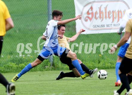 Fussball Kaerntner Liga. Koettmannsdorf gegen Kraig. Philipp Gatti, (Koettmannsdorf), Alexander  Johannes Kampitsch  (Kraig). Koettmannsdorf, am 5.5.2018.
Foto: Kuess
---
pressefotos, pressefotografie, kuess, qs, qspictures, sport, bild, bilder, bilddatenbank