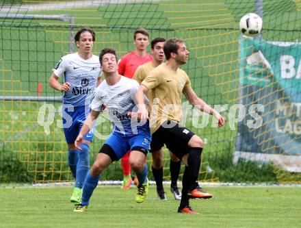 Fussball Kaerntner Liga. Koettmannsdorf gegen Kraig. Christian Schimmel,  (Koettmannsdorf), Alexander Johannes Kampitsch (Kraig). Koettmannsdorf, am 5.5.2018.
Foto: Kuess
---
pressefotos, pressefotografie, kuess, qs, qspictures, sport, bild, bilder, bilddatenbank