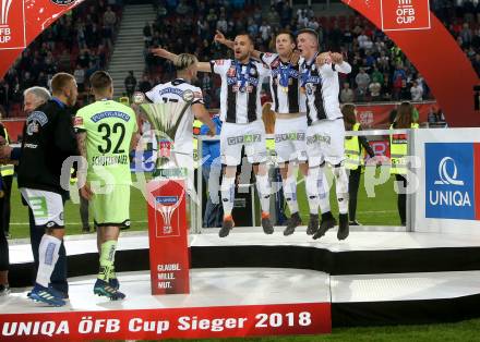 Fussball. Uniqa OEFB Cup Finale. SK Puntigamer Sturm Graz gegen FC Red Bull Salzburg. Jubel (Graz). Woerthersee Stadion Klagenfurt, 9.5.2018.
Foto: Kuess
---
pressefotos, pressefotografie, kuess, qs, qspictures, sport, bild, bilder, bilddatenbank