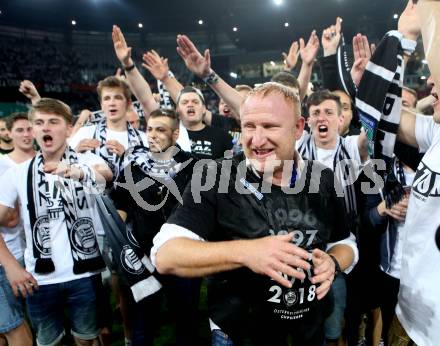 Fussball. Uniqa OEFB Cup Finale. SK Puntigamer Sturm Graz gegen FC Red Bull Salzburg. Trainer Heiko Vogel, Fans (Graz). Woerthersee Stadion Klagenfurt, 9.5.2018.
Foto: Kuess
---
pressefotos, pressefotografie, kuess, qs, qspictures, sport, bild, bilder, bilddatenbank