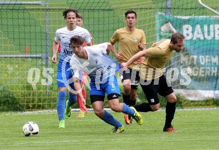 Fussball Kaerntner Liga. Koettmannsdorf gegen Kraig. Christian Schimmel,  (Koettmannsdorf), Alexander Johannes Kampitsch (Kraig). Koettmannsdorf, am 5.5.2018.
Foto: Kuess
---
pressefotos, pressefotografie, kuess, qs, qspictures, sport, bild, bilder, bilddatenbank