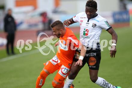 Fussball tipico Bundesliga. RZ Pellets WAC gegen FK Austria Wien. Ouedraogo Issiaka,  (WAC), Ferreira Venuto Lucas (Wien). Wolfsberg, am 15.5.2018.
Foto: Kuess

---
pressefotos, pressefotografie, kuess, qs, qspictures, sport, bild, bilder, bilddatenbank