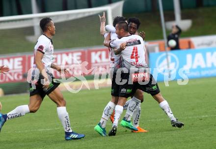 Fussball tipico Bundesliga. RZ Pellets WAC gegen FK Austria Wien. Torjubel Ouedraogo Issiaka, Stephan Palla (WAC). Wolfsberg, am 15.5.2018.
Foto: Kuess

---
pressefotos, pressefotografie, kuess, qs, qspictures, sport, bild, bilder, bilddatenbank