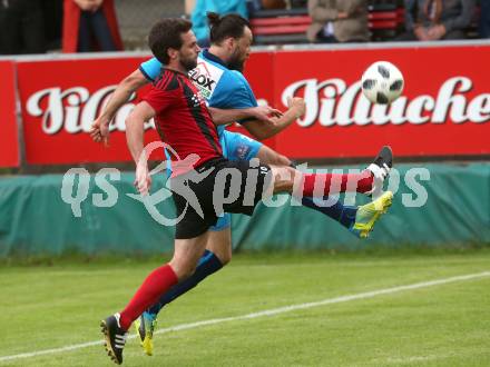 Fussball. Kaerntner Liga. St. Jakob Ros. gegen ATSV Wolfsberg. Dragan Ovcina, (St. Jakob), Mattias Sereinig (Wolfsberg). St. Jakob, 12.5.2018.
Foto: Kuess
---
pressefotos, pressefotografie, kuess, qs, qspictures, sport, bild, bilder, bilddatenbank