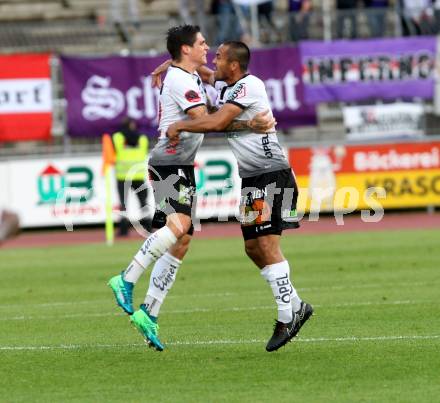 Fussball tipico Bundesliga. RZ Pellets WAC gegen FK Austria Wien. Torjubel Frieser Dominik, Stephan Palla (WAC). Wolfsberg, am 15.5.2018.
Foto: Kuess

---
pressefotos, pressefotografie, kuess, qs, qspictures, sport, bild, bilder, bilddatenbank