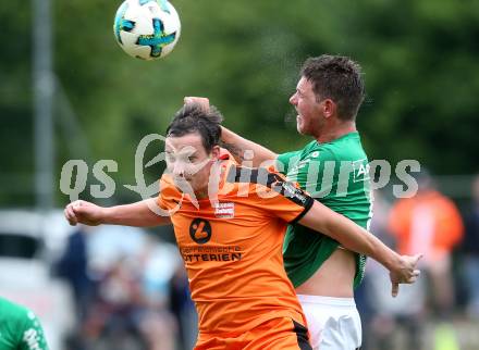 Fussball. Unterliga Ost. Eberstein gegen St. Michael Bleiburg. Harald Stark, (Eberstein), Herbert Skubel  (St. Michael). Eberstein, 19.5.2018.
Foto: Kuess
---
pressefotos, pressefotografie, kuess, qs, qspictures, sport, bild, bilder, bilddatenbank