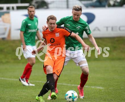 Fussball. Unterliga Ost. Eberstein gegen St. Michael Bleiburg. Milan Radonjic, (Eberstein), Christopher Hober  (St. Michael). Eberstein, 19.5.2018.
Foto: Kuess
---
pressefotos, pressefotografie, kuess, qs, qspictures, sport, bild, bilder, bilddatenbank