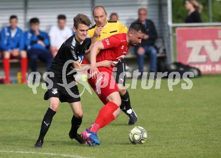 Fussball KFV Cup. Finale. Bleiburg gegen SAK. Mathias Robert Knauder, (Bleiburg), Alen Muharemovic  (SAK). Bleiburg, am 22.5.2018.
Foto: Kuess
---
pressefotos, pressefotografie, kuess, qs, qspictures, sport, bild, bilder, bilddatenbank