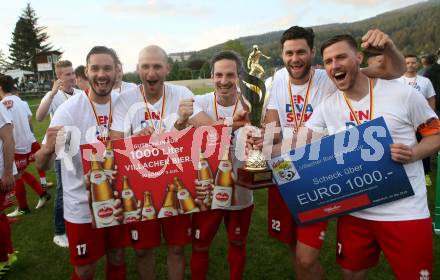 Fussball KFV Cup. Finale. Bleiburg gegen SAK.  Jubel Patrick Lausegger, Christian Dlopst, Thomas Riedl, Stephan Buergler, Darjan Aleksic (SAK). Bleiburg, am 22.5.2018.
Foto: Kuess
---
pressefotos, pressefotografie, kuess, qs, qspictures, sport, bild, bilder, bilddatenbank