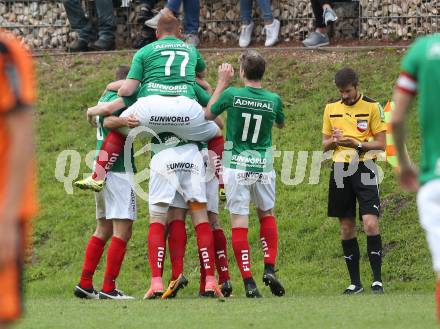 Fussball. Unterliga Ost. Eberstein gegen St. Michael Bleiburg. Torjubel Luka Prasnikar (Eberstein). Eberstein, 19.5.2018.
Foto: Kuess
---
pressefotos, pressefotografie, kuess, qs, qspictures, sport, bild, bilder, bilddatenbank