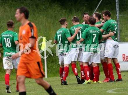 Fussball. Unterliga Ost. Eberstein gegen St. Michael Bleiburg. Torjubel  (Eberstein). Eberstein, 19.5.2018.
Foto: Kuess
---
pressefotos, pressefotografie, kuess, qs, qspictures, sport, bild, bilder, bilddatenbank