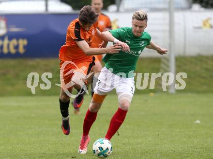 Fussball. Unterliga Ost. Eberstein gegen St. Michael Bleiburg. Milan Radonjic,  (Eberstein), Arnold Gross (St. Michael). Eberstein, 19.5.2018.
Foto: Kuess
---
pressefotos, pressefotografie, kuess, qs, qspictures, sport, bild, bilder, bilddatenbank