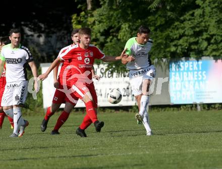 Fussball Kaerntner Liga. KAC 1909 gegenn Feldkirchen. Albert Shabani (KAC), SEbastian Hertelt (Feldkirchen). Klagenfurt, am 26.5.2018.
Foto: Kuess
---
pressefotos, pressefotografie, kuess, qs, qspictures, sport, bild, bilder, bilddatenbank