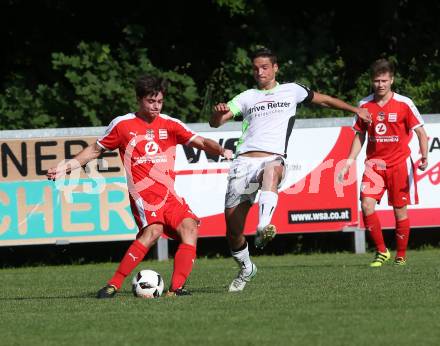 Fussball Kaerntner Liga. KAC 1909 gegenn Feldkirchen. Patrick Legner (KAC), Sebastian Hertelt (Feldkirchen). Klagenfurt, am 26.5.2018.
Foto: Kuess
---
pressefotos, pressefotografie, kuess, qs, qspictures, sport, bild, bilder, bilddatenbank