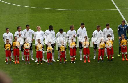 Fussball Laenderspiel. Oesterreich gegen Deutschland.  Manuel Neuer, Jonas Hector, Sami Khedira, Mesut Oezil, Antonio Ruediger, Joshua Kimmich, Leroy Sane, Julian Brandt, Ilkay Guendogan, Nils Petersen, Niklas Suele   (Deutschland). Klagenfurt Woerthersee Stadion, am 2.6.2018.
Foto: Kuess


---
pressefotos, pressefotografie, kuess, qs, qspictures, sport, bild, bilder, bilddatenbank