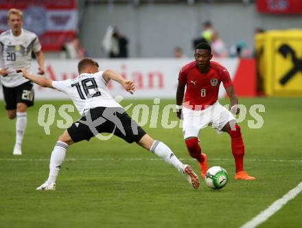 Fussball Laenderspiel. Oesterreich gegen Deutschland. David Alaba,  (Oesterreich), Joshua Kimmich (Deutschland). Klagenfurt Woerthersee Stadion, am 2.6.2018.
Foto: Kuess


---
pressefotos, pressefotografie, kuess, qs, qspictures, sport, bild, bilder, bilddatenbank