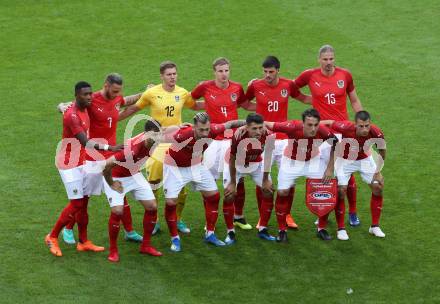 Fussball Laenderspiel. Oesterreich gegen Deutschland.  Joerg Siebenhandl, Aleksandar Dragovic, Martin Hinteregger, Marko Arnautovic, David Alaba, Julian Baumgartlinger, Sebastian Proedl, Peter Zulj, Alessandro Schoepf, Florian Grillitsch, Stefan Lainer (Oesterreich). Klagenfurt Woerthersee Stadion, am 2.6.2018.
Foto: Kuess


---
pressefotos, pressefotografie, kuess, qs, qspictures, sport, bild, bilder, bilddatenbank