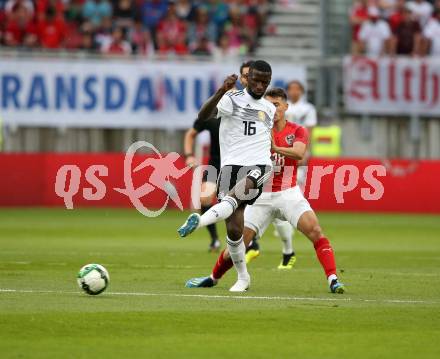 Fussball Laenderspiel. Oesterreich gegen Deutschland. Alessandro Schoepf,  (Oesterreich),  Antonio Ruediger (Deutschland). Klagenfurt Woerthersee Stadion, am 2.6.2018.
Foto: Kuess


---
pressefotos, pressefotografie, kuess, qs, qspictures, sport, bild, bilder, bilddatenbank