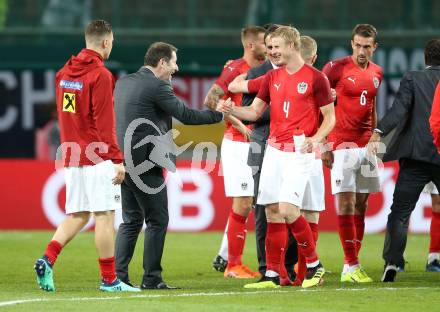 Fussball Laenderspiel. Oesterreich gegen Deutschland. Jubel Franco Foda, Martin Hinteregger (Oesterreich). Klagenfurt Woerthersee Stadion, am 2.6.2018.
Foto: Kuess


---
pressefotos, pressefotografie, kuess, qs, qspictures, sport, bild, bilder, bilddatenbank