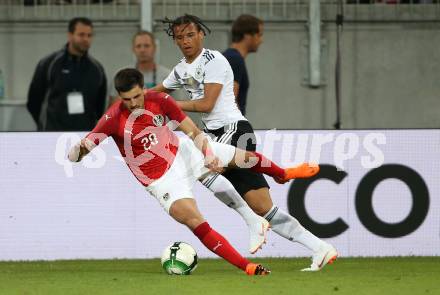 Fussball Laenderspiel. Oesterreich gegen Deutschland. Florian Grillitsch,  (Oesterreich), Leroy Sane (Deutschland). Klagenfurt Woerthersee Stadion, am 2.6.2018.
Foto: Kuess


---
pressefotos, pressefotografie, kuess, qs, qspictures, sport, bild, bilder, bilddatenbank