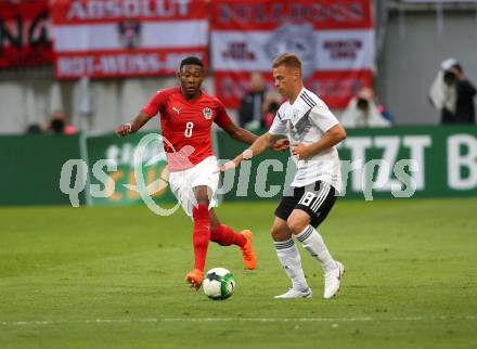 Fussball Laenderspiel. Oesterreich gegen Deutschland. David Alaba, (Oesterreich), Joshua Kimmich  (Deutschland). Klagenfurt Woerthersee Stadion, am 2.6.2018.
Foto: Kuess


---
pressefotos, pressefotografie, kuess, qs, qspictures, sport, bild, bilder, bilddatenbank