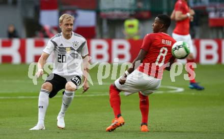 Fussball Laenderspiel. Oesterreich gegen Deutschland. David Alaba,  (Oesterreich), Julian Brandt (Deutschland). Klagenfurt Woerthersee Stadion, am 2.6.2018.
Foto: Kuess


---
pressefotos, pressefotografie, kuess, qs, qspictures, sport, bild, bilder, bilddatenbank