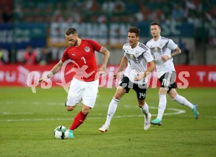 Fussball Laenderspiel. Oesterreich gegen Deutschland. Marko Arnautovic,  (Oesterreich), Leon Goretzka, (Deutschland). Klagenfurt Woerthersee Stadion, am 2.6.2018.
Foto: Kuess


---
pressefotos, pressefotografie, kuess, qs, qspictures, sport, bild, bilder, bilddatenbank