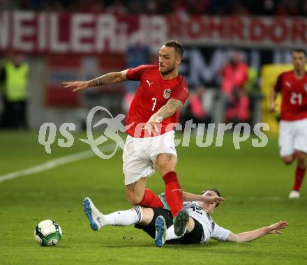 Fussball Laenderspiel. Oesterreich gegen Deutschland. Marko Arnautovic,  (Oesterreich), Sebastian Rudy (Deutschland). Klagenfurt Woerthersee Stadion, am 2.6.2018.
Foto: Kuess


---
pressefotos, pressefotografie, kuess, qs, qspictures, sport, bild, bilder, bilddatenbank