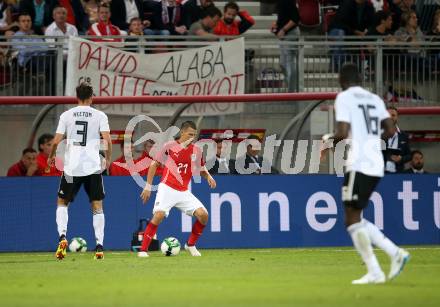 Fussball Laenderspiel. Oesterreich gegen Deutschland. Stefan Lainer, (Oesterreich), Jonas Hector,  (Deutschland). Klagenfurt Woerthersee Stadion, am 2.6.2018.
Foto: Kuess


---
pressefotos, pressefotografie, kuess, qs, qspictures, sport, bild, bilder, bilddatenbank