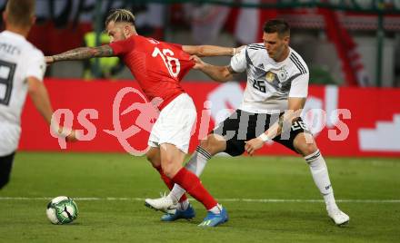 Fussball Laenderspiel. Oesterreich gegen Deutschland. Peter Zulj,  (Oesterreich), Niklas Suele (Deutschland). Klagenfurt Woerthersee Stadion, am 2.6.2018.
Foto: Kuess


---
pressefotos, pressefotografie, kuess, qs, qspictures, sport, bild, bilder, bilddatenbank