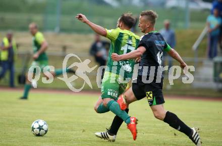 Fussball. Kaerntner Liga. Voelkermarkt gegen FC Lendorf. Manuel Primusch,  (Voelkermarkt),  Andreas Marco Allmayer (Lendorf). Voelkermarkt, 8.6.2018.
Foto: Kuess
---
pressefotos, pressefotografie, kuess, qs, qspictures, sport, bild, bilder, bilddatenbank