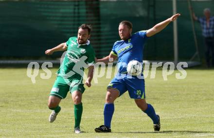 Fussball 1. Klasse C. Donau gegen Ebental. Alexander Percher,  (Donau),  Georg Johann Matheuschitz (Ebental). Klagenfurt, am 9.6.2018.
Foto: Kuess
---
pressefotos, pressefotografie, kuess, qs, qspictures, sport, bild, bilder, bilddatenbank