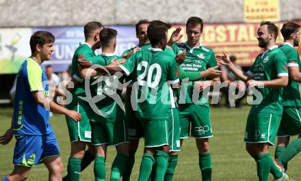 Fussball 1. Klasse C. Donau gegen Ebental.  Torjubel (Donau). Klagenfurt, am 9.6.2018.
Foto: Kuess
---
pressefotos, pressefotografie, kuess, qs, qspictures, sport, bild, bilder, bilddatenbank