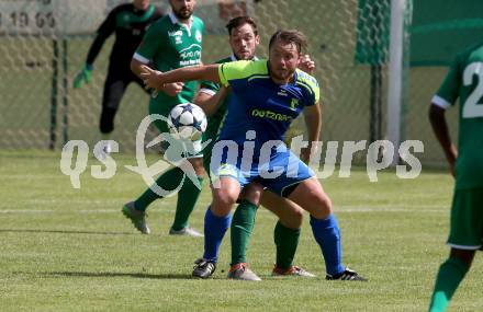 Fussball 1. Klasse C. Donau gegen Ebental. Thomas Guggenberger,  (Donau), Georg Johann Matheuschitz (Ebental). Klagenfurt, am 9.6.2018.
Foto: Kuess
---
pressefotos, pressefotografie, kuess, qs, qspictures, sport, bild, bilder, bilddatenbank