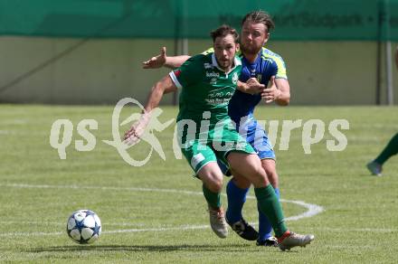 Fussball 1. Klasse C. Donau gegen Ebental. Thomas Guggenberger, (Donau),  Georg Johann Matheuschitz  (Ebental). Klagenfurt, am 9.6.2018.
Foto: Kuess
---
pressefotos, pressefotografie, kuess, qs, qspictures, sport, bild, bilder, bilddatenbank