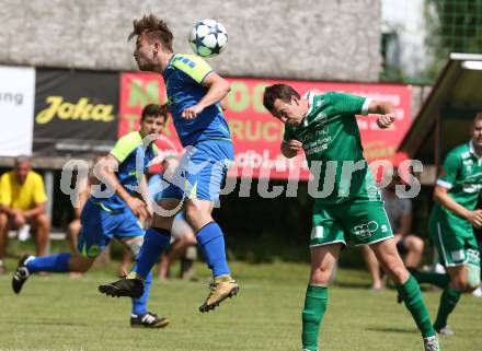 Fussball 1. Klasse C. Donau gegen Ebental. Markus Hubmann (Donau), Christoph Buchwalder (Ebental). Klagenfurt, am 9.6.2018.
Foto: Kuess
---
pressefotos, pressefotografie, kuess, qs, qspictures, sport, bild, bilder, bilddatenbank