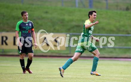 Fussball. Kaerntner Liga. Voelkermarkt gegen FC Lendorf. Torjubel Christian Kautz  (Lendorf). Voelkermarkt, 8.6.2018.
Foto: Kuess
---
pressefotos, pressefotografie, kuess, qs, qspictures, sport, bild, bilder, bilddatenbank