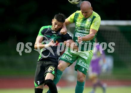 Fussball. Kaerntner Liga. Voelkermarkt gegen FC Lendorf.  Hrvoje Jakovljevic,  (Voelkermarkt), Mario Nagy  (Lendorf). Voelkermarkt, 8.6.2018.
Foto: Kuess
---
pressefotos, pressefotografie, kuess, qs, qspictures, sport, bild, bilder, bilddatenbank